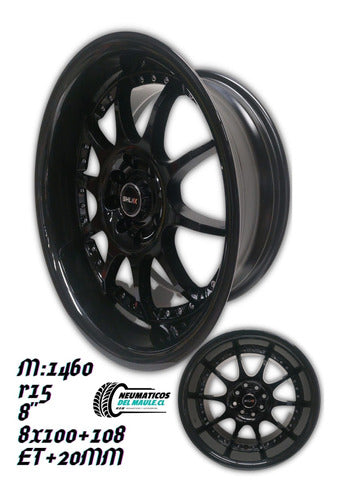 Llanta Aro 15 8¨4x100 4x108 (1460) Negras 1 Llanta Por Caja