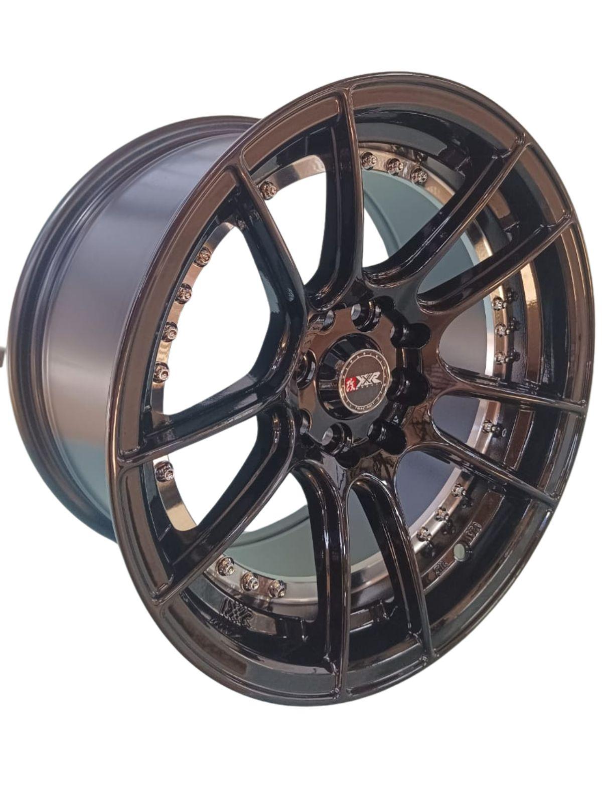 Juego de Llantas 15x8.25 4x100/4x114.3 Et20 black machined+chrome rive ...